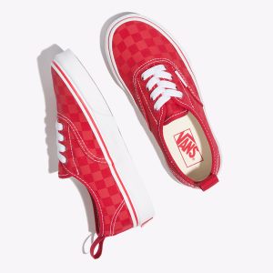 Vans Erkek Çocuk Spor Ayakkabı Checkerboard Authentic Elastic Lace Kahverengi Kırmızı | 19547-207